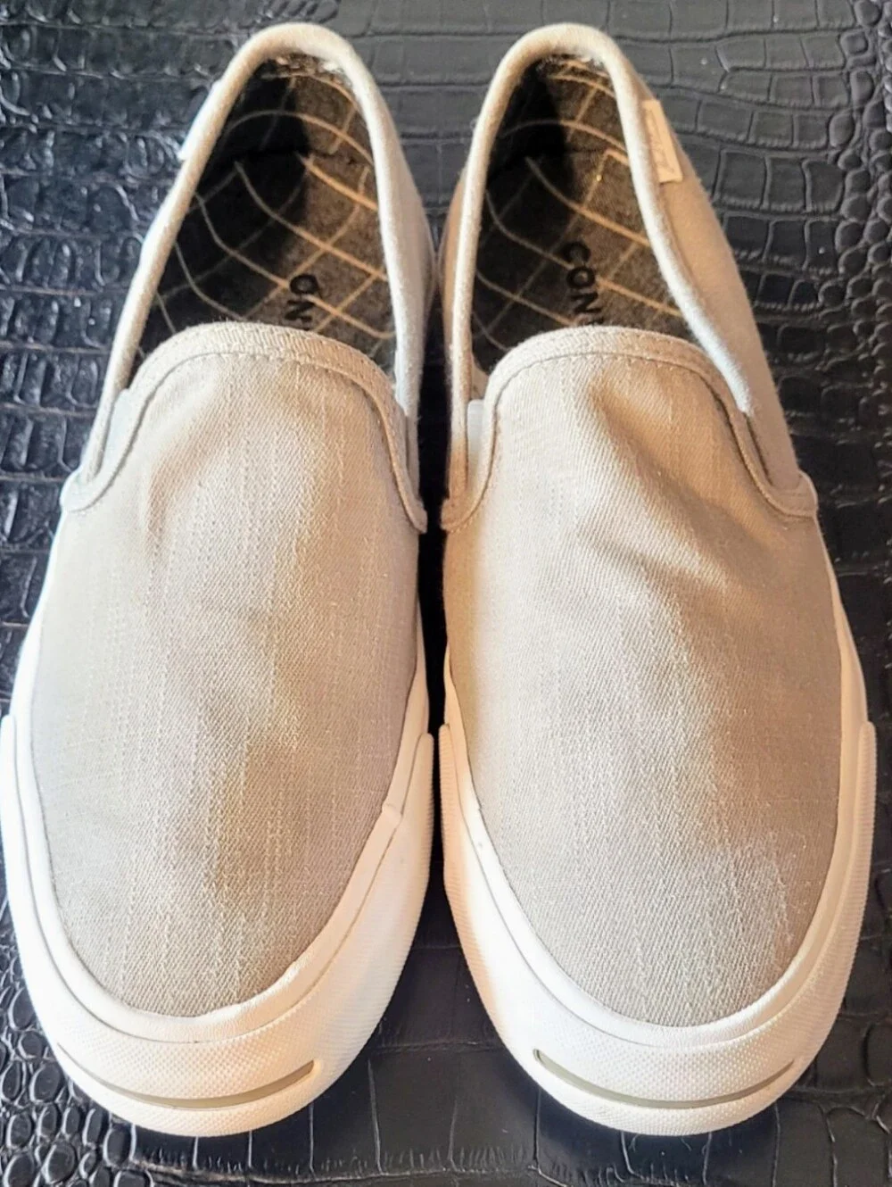Converse Jack Purcell Slip-On Sneaker Men Size 8 Denim Gray Canvas Casual Vaca